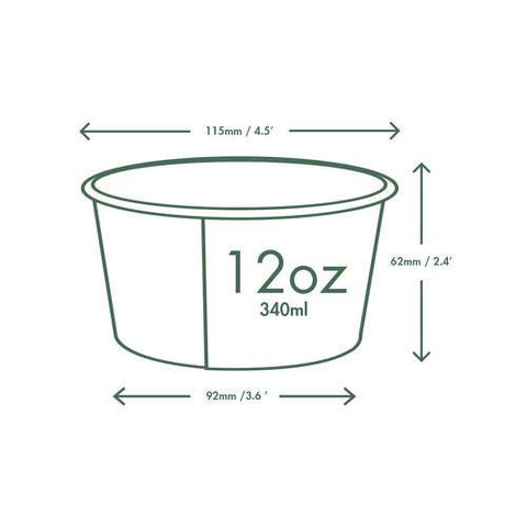 Soup Containers, 12 Oz, 4.5" Diameter X 2.5" H, White/green, Paper, 500/carton