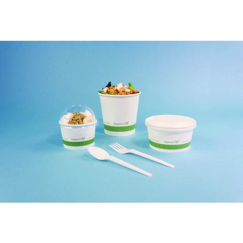Soup Containers, 12 Oz, 4.5" Diameter X 2.5" H, White/green, Paper, 500/carton