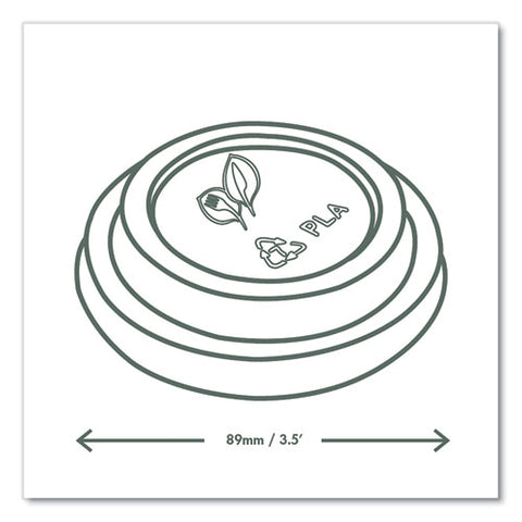 89 Series Hot Cup Lids, Compostable, Fits 89-series Hot Cups, White, 1,000/carton