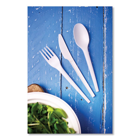 White Cpla Cutlery, Compostable, Fork, 1,000/carton