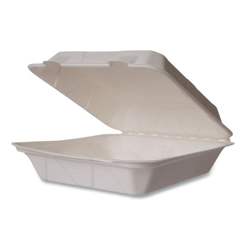 Nourish Molded Fiber Takeout Containers, Compostable, 9 X 9 X 3, White, Sugarcane, 200/carton