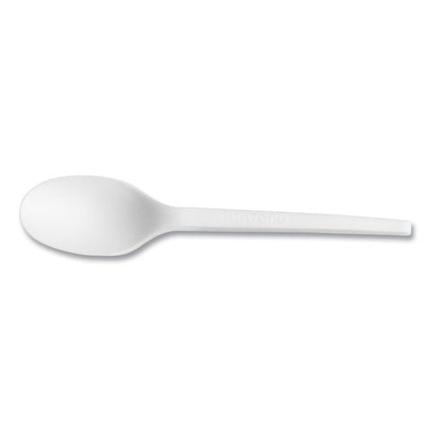 White Cpla Cutlery, Compostable, Spoon, 1,000/carton