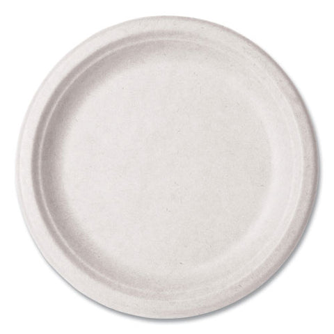 Molded Fiber Tableware, Compostable, Plate, 9" Dia, White, 500/carton