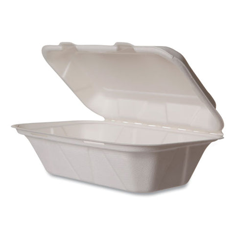 Nourish Molded Fiber Takeout Containers, Compostable, 5 X 9 X 2, White, Sugarcane, 250/carton