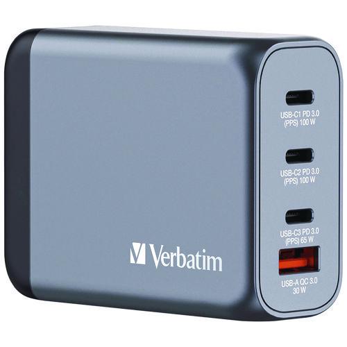 100 W 4-port Gan Wall Charger, Black/gray