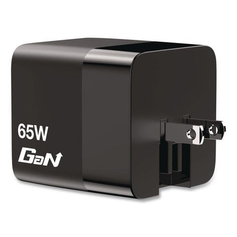 65 W Gan Charger With Retractable Usb-c Cable, Black