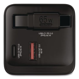 65 W Gan Charger With Retractable Usb-c Cable, Black