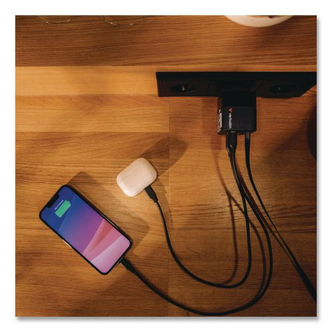 65 W Gan Charger With Retractable Usb-c Cable, Black