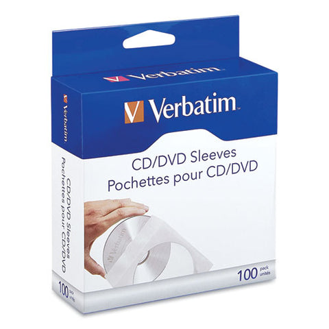 Cd/dvd Sleeves, 1 Disc Capacity, Clear/white, 100/box