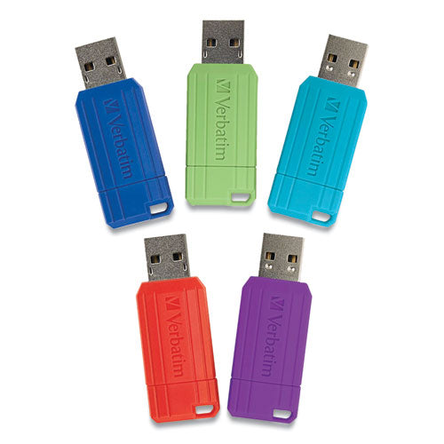 Pinstripe Usb 3.2 Flash Drive, 32 Gb, Assorted Colors, 5/pack