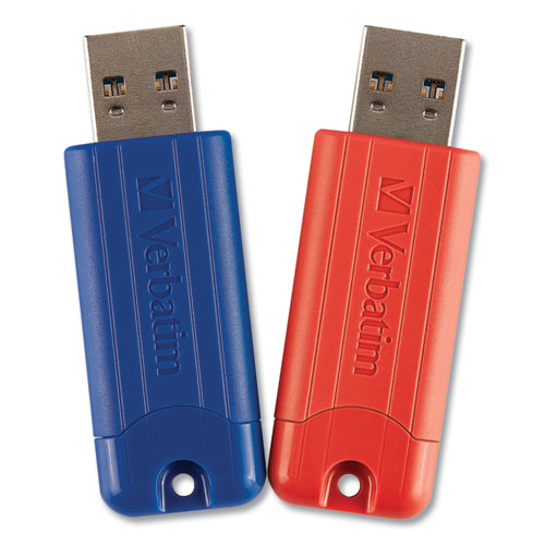 Pinstripe Usb 3.2 Flash Drive, 32 Gb, Blue/red, 2/pack