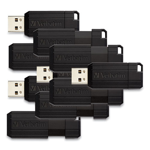 Pinstripe Usb 2.0 Flash Drive, 32 Gb, Black, 10/pack