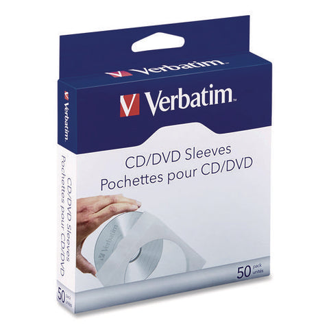 Cd/dvd Sleeves, 1 Disc Capacity, Clear/white, 50/box