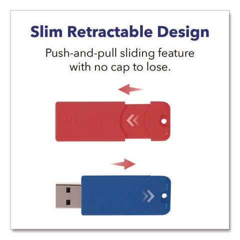 Pinstripe Usb 3.0 Flash Drive, 32 Gb, Assorted Colors, 5/pack