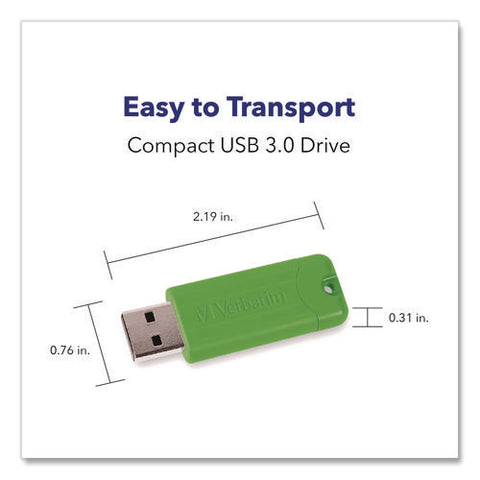 Pinstripe Usb 3.0 Flash Drive, 32 Gb, Assorted Colors, 5/pack