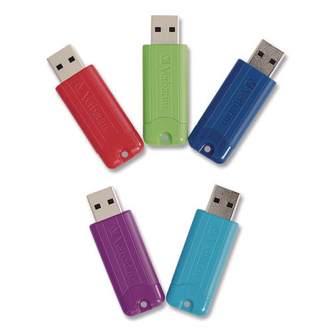 Pinstripe Usb 3.0 Flash Drive, 32 Gb, Assorted Colors, 5/pack