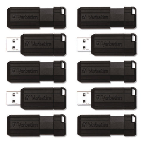 Pinstripe Usb 2.0 Flash Drive, 64 Gb, Black, 10/pack