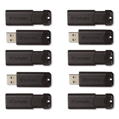 Pinstripe Usb 3.2 Flash Drive, 32 Gb, Black 10/pack