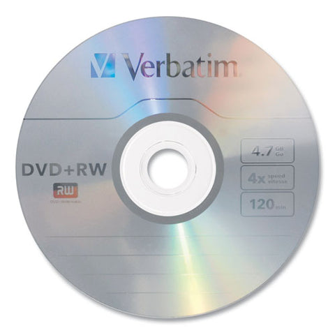 Dvd+rw Rewritable Disc, 4.7 Gb, 4x, Slim Jewel Case, Silver, 10/pack