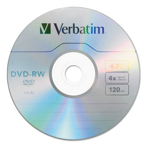 Dvd-rw Rewritable Disc, 4.7 Gb, 4x, Spindle, Silver, 30/pack