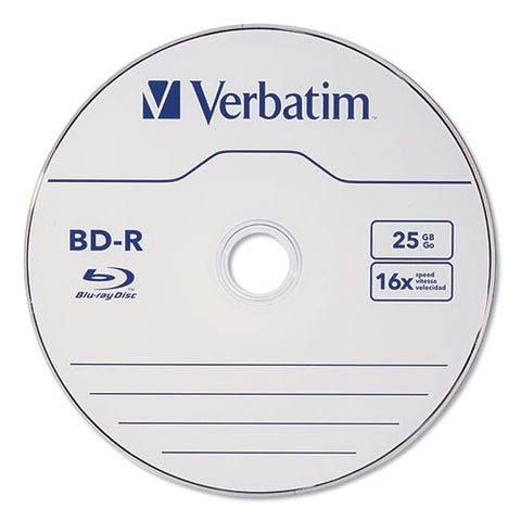 Bd-r Blu-ray Disc, 25 Gb, 16x, White, 25/pack