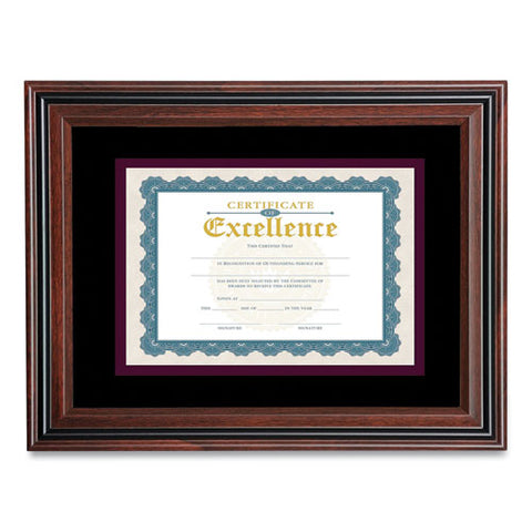 Document Frame With Mat, 11 X 14, Rosewood/black