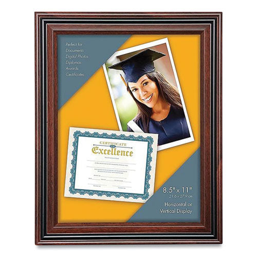 Plastic Certificate Frame, 8.5 X 11, Rosewood/black