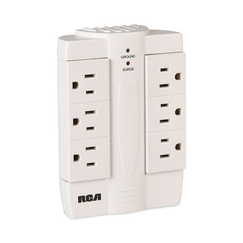 6 Outlet Swivel Surge Protector, 6 Ac Outlets, 1,200 J, White