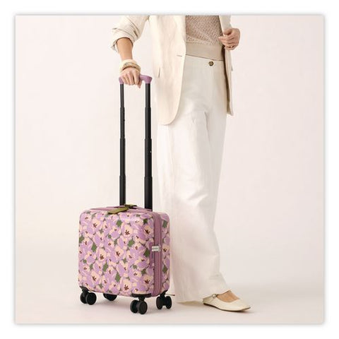 16" Mini Adair Spinner, 14 X 8 X 16, Curly Tulips Purple Floral