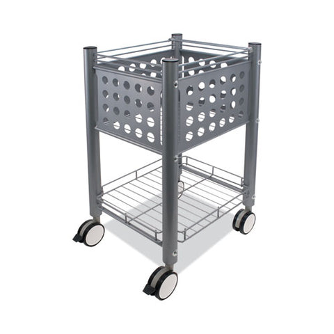 Sidekick File Cart, Metal, 1 Shelf, 1 Bin, 13.75" X 15.5" X 26.25", Matte Gray