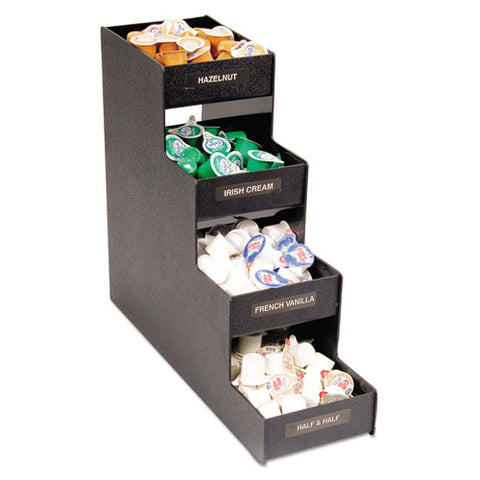 Narrow Condiment Organizer, 8 Compartments, 6 X 19 X 15.88, Black