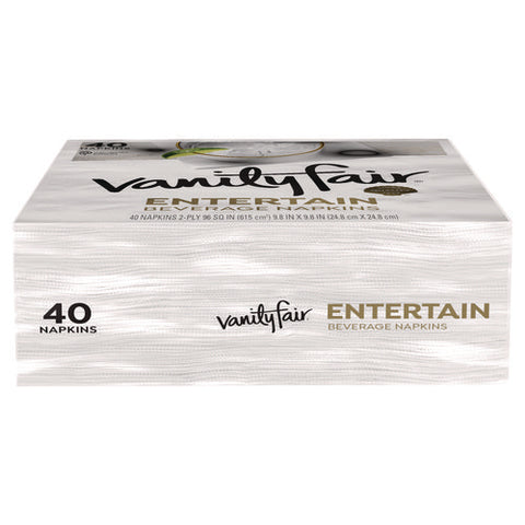 Entertain Beverage Napkins, 2-ply, 9.8 X 9.8, White, 40/pack, 12 Packs/carton