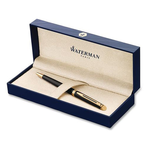 Expert Fountain Pen Gift Box, Medium Nib, Blue Ink, Black Barrel With 23k Gold Accents