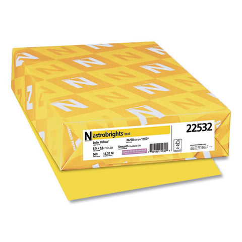 Color Paper, 24 Lb Bond Weight, 8.5 X 14, Solar Yellow, 500/ream