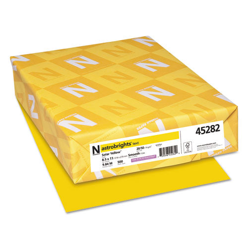 20lb Color Paper, 20 Lb Bond Weight, 8.5 X 11, Solar Yellow, 500/ream