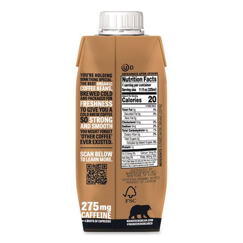 Straight Black Cold Brew Coffee, 11 Oz Carton, 12/carton