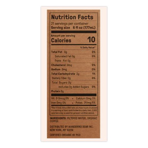 Straight Black Cold Brew Coffee, 128 Oz Tap Box, 2/carton