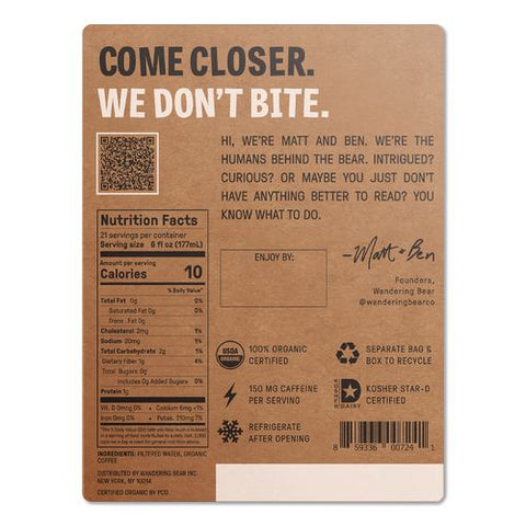 Straight Black Cold Brew Coffee, 128 Oz Tap Box, 2/carton
