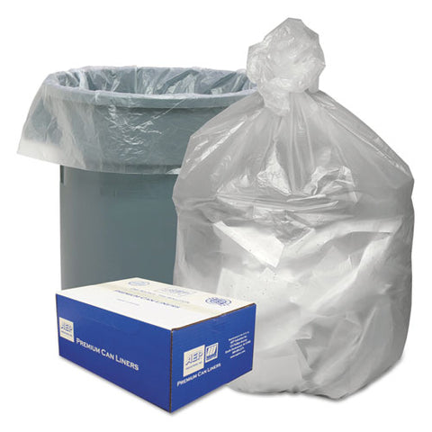 Waste Can Liners, 33 Gal, 9 Mic, 33" X 39", Natural, 25 Bags/roll, 20 Rolls/carton