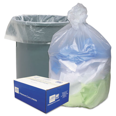 Can Liners, 60 Gal, 14 Mic, 38" X 60", Natural, 20 Bags/roll, 10 Rolls/carton