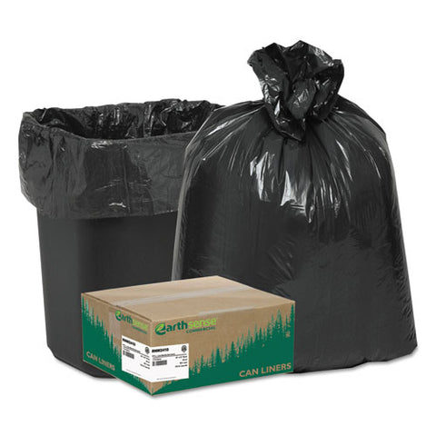 Linear Low Density Recycled Can Liners, 10 Gal, 0.85 Mil, 24" X 23", Black, 25 Bags/roll, 20 Rolls/carton