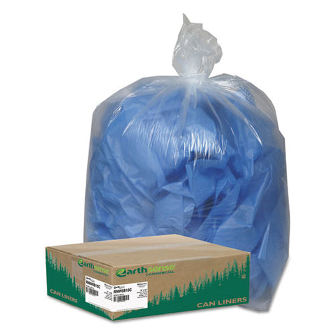 Linear Low Density Clear Recycled Can Liners, 60 Gal, 1.5 Mil, 38" X 58", Clear, 10 Bags/roll, 10 Rolls/carton