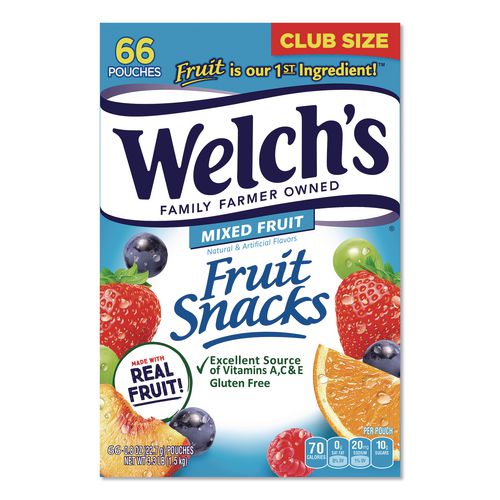 Mixed Fruit Snacks Club Size, 0.8 Oz Packet, 66/box