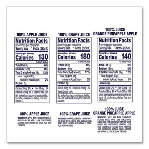 100 Percent Juice Variety Pack, Assorted Flavors, 10 Oz Bottles, 24/pack
