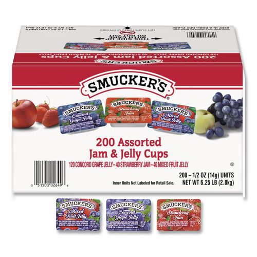 Assorted Jam And Jelly Cups, Assorted Flavors, 0.5 Oz Cup, 200/carton