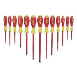 13-piece Insulated Softfinish Screwdriver Set, Metric Slotted And Phillips, Red/yellow Handle