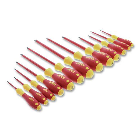 13-piece Insulated Softfinish Screwdriver Set, Metric Slotted And Phillips, Red/yellow Handle