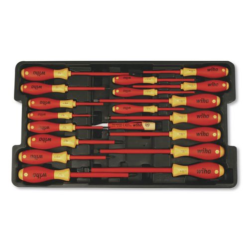 19-piece Insulated Softfinish Screwdriver Set With Cat Iv Voltage Detector + Toolbox Tray, Phillips, Slotted, Square And Xeno