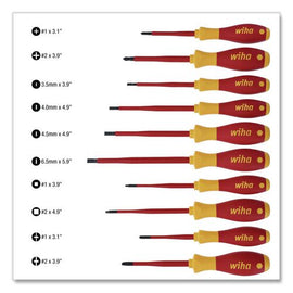 11-piece Insulated Slimline Screwdriver Set, Metric Slotted, Phillips, Square And Xeno, Red/yellow Handle