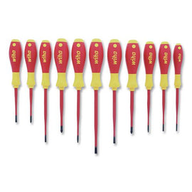 11-piece Insulated Slimline Screwdriver Set, Metric Slotted, Phillips, Square And Xeno, Red/yellow Handle